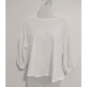 VELVET by Graham Spencer Women's XS Relaxed‎ White Gauze Balloon Sleeve Top Boho